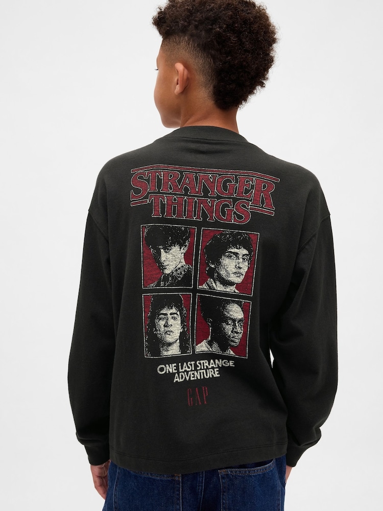 Gap Black Stranger Things Long Sleeve Graphic T-Shirt (4-13yrs) - Image 2 of 4 Gap Black Stranger Things Long Sleeve Graphic T-Shirt (4-13yrs) - Image 2 of 4