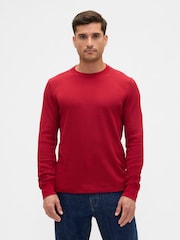 Gap Red Waffle Knit Crew Neck T-Shirt - Image 1 of 5