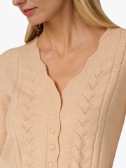 Pointelle Long Sleeve V-Neck Crochet Button Cardigan Sweater - Imagem 5 de 6