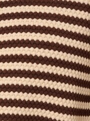 Crew Neck Button Front Striped Pointelle Long Sleeve Sweater - Image 6 of 6