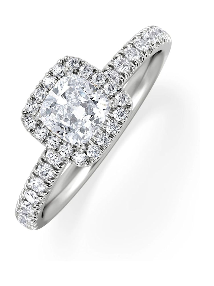 The Diamond Store White Beatrice 1.00ct F/VS1 Princess Cut Lab Diamond Halo Engagement Ring in Platinum - Image 2 of 5