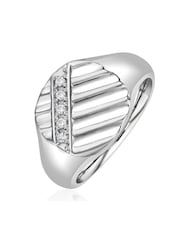 The Diamond Store White Men's 0.07ct Round Cut Lab Diamond Signet Ring in Sterling Silver - Image 1 of 6