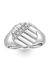 The Diamond Store White Men's 0.07ct Round Cut Lab Diamond Signet Ring in Sterling Silver - Image 2 of 6