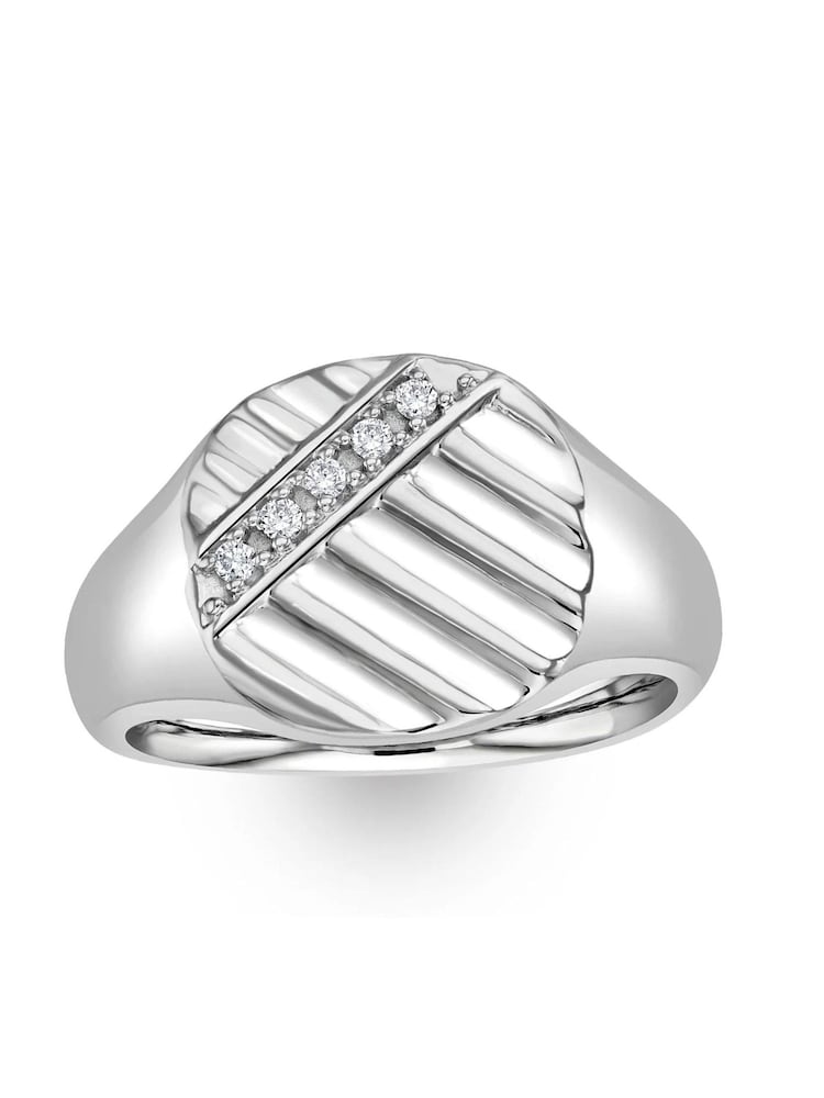 The Diamond Store White Men's 0.07ct Round Cut Lab Diamond Signet Ring in Sterling Silver - Image 2 of 6