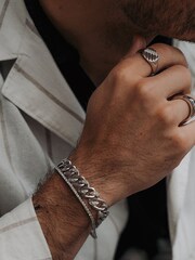 The Diamond Store White Men's 0.07ct Round Cut Lab Diamond Signet Ring in Sterling Silver - Image 6 of 6