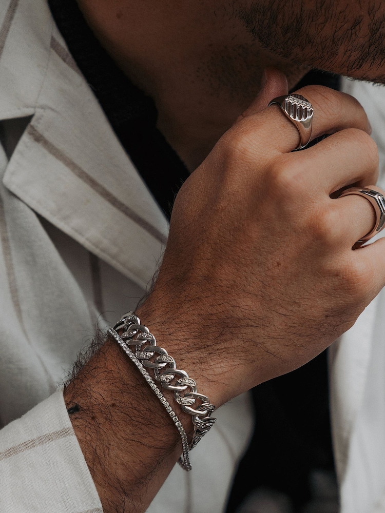 The Diamond Store White Men's 0.07ct Round Cut Lab Diamond Signet Ring in Sterling Silver - Image 6 of 6 The Diamond Store White Men's 0.07ct Round Cut Lab Diamond Signet Ring in Sterling Silver - Image 6 of 6