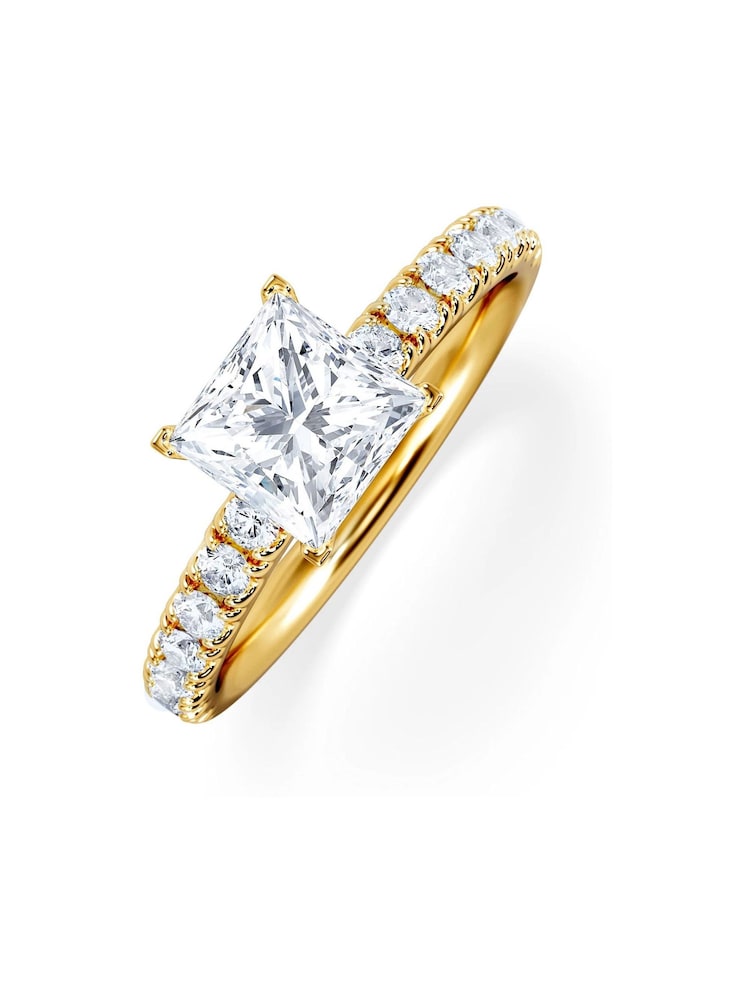 The Diamond Store Silver/Gold Katerina 1.55ct Princess Cut Lab Diamond Solitaire Engagement Ring in 9K Gold - Image 2 of 5