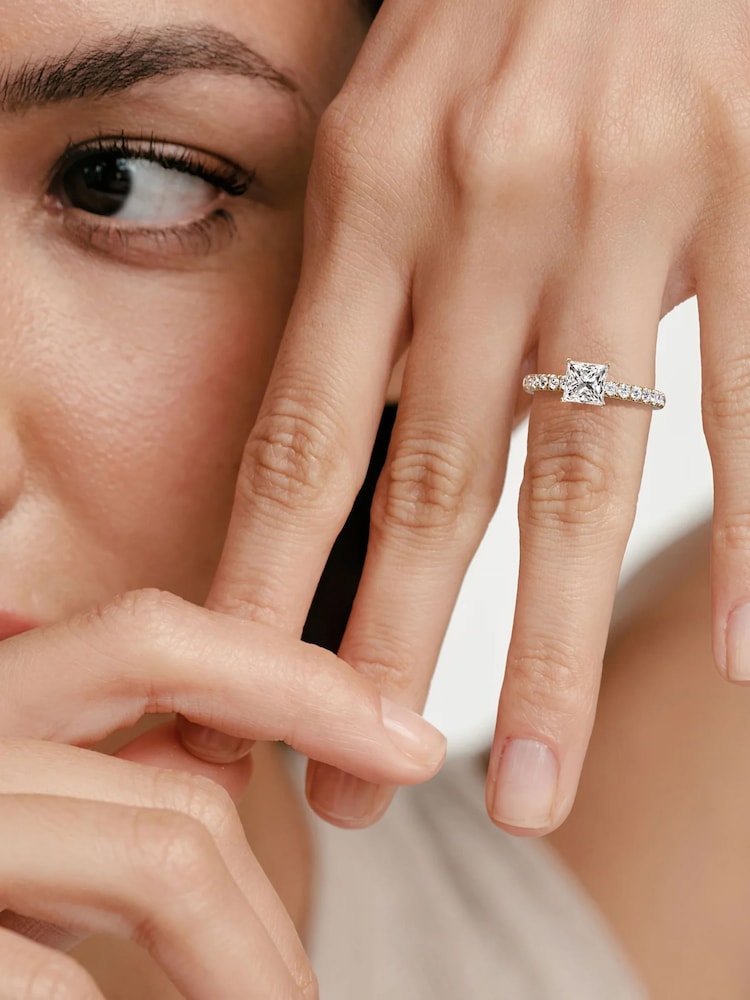 The Diamond Store Silver/Gold Katerina 1.55ct Princess Cut Lab Diamond Solitaire Engagement Ring in 9K Gold - Image 5 of 5