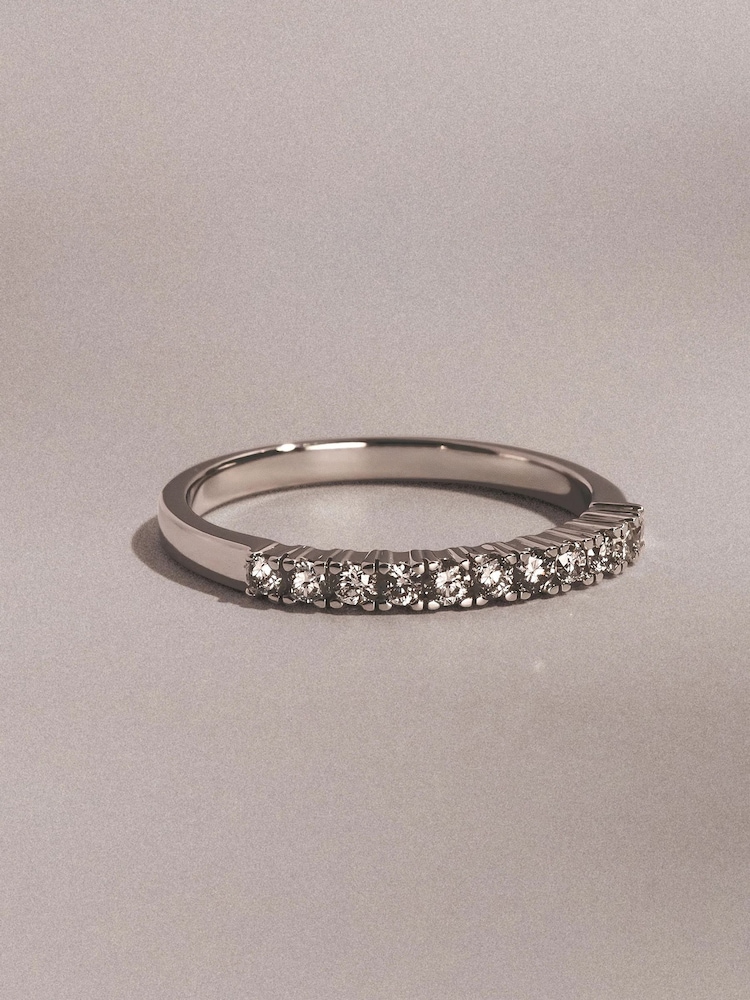 The Diamond Store White Twilight 0.30ct Round Cut Lab Diamond Half Band Eternity Ring in Sterling Silver - Image 1 of 7 The Diamond Store White Twilight 0.30ct Round Cut Lab Diamond Half Band Eternity Ring in Sterling Silver - Image 1 of 7