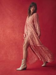 Rockett St George Pink Lips Printed V-Neck Maxi Dress - Image 1 of 9