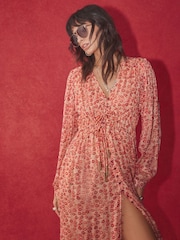 Rockett St George Pink Lips Printed V-Neck Maxi Dress - Image 6 of 9