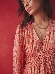 Rockett St George Pink Lips Printed V-Neck Maxi Dress - Image 7 of 9