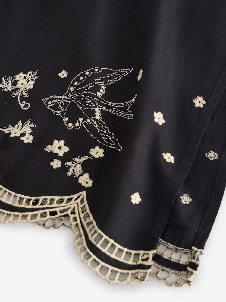 Rockett St George Black Swallow Embroidered Woven Dress - Image 13 of 13