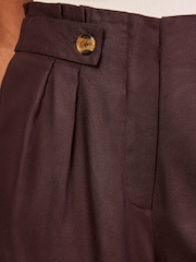 Love & Roses Chocolate Brown Elasticated Back Tab Detail Shorts - Image 2 of 4