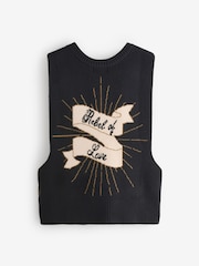 Rockett St George Black Rebel of Love Knitted Vest - Image 7 of 9