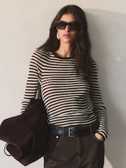 BHOEM Striped Fine Knit Brown/Yellow Top - Image 1 of 5