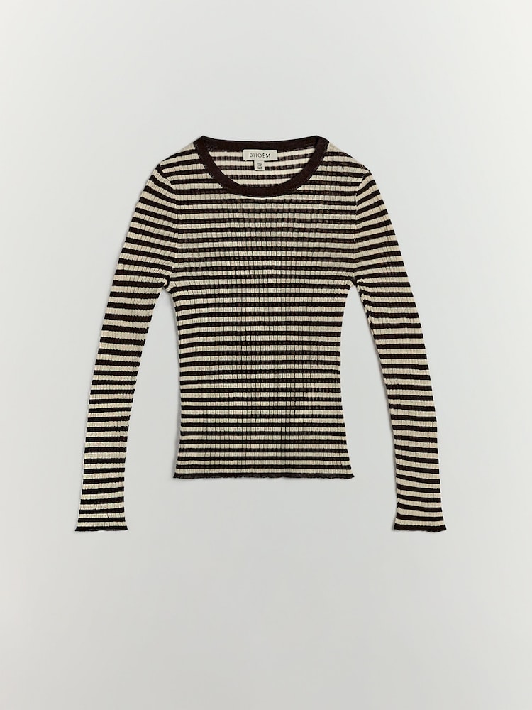 BHOEM Striped Fine Knit Brown/Yellow Top - Image 5 of 5