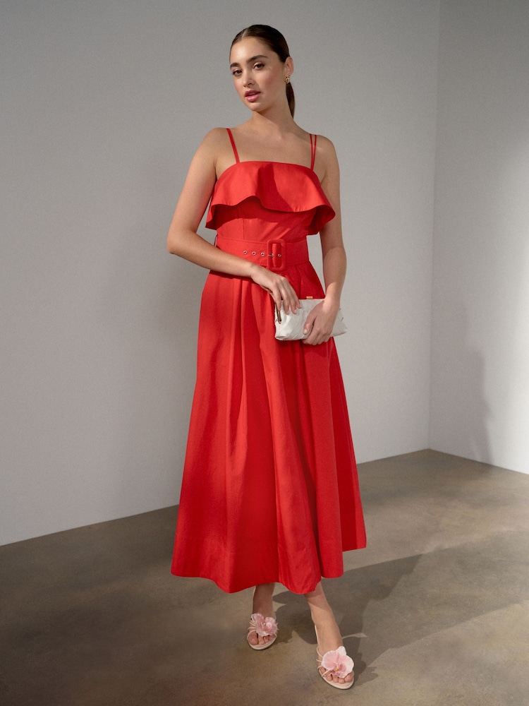 Red Occasion Foldover Belted Maxi Dress - Image 1 of 8