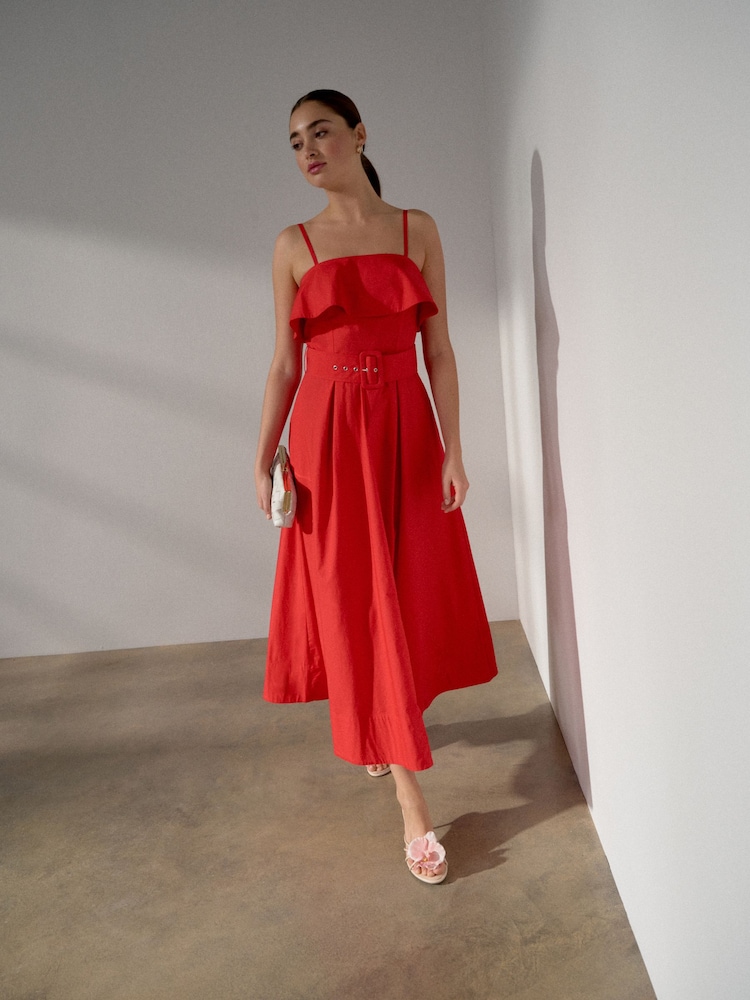 Red Occasion Foldover Belted Maxi Dress - Image 2 of 8