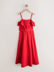Red Occasion Foldover Belted Maxi Dress - Image 6 of 8