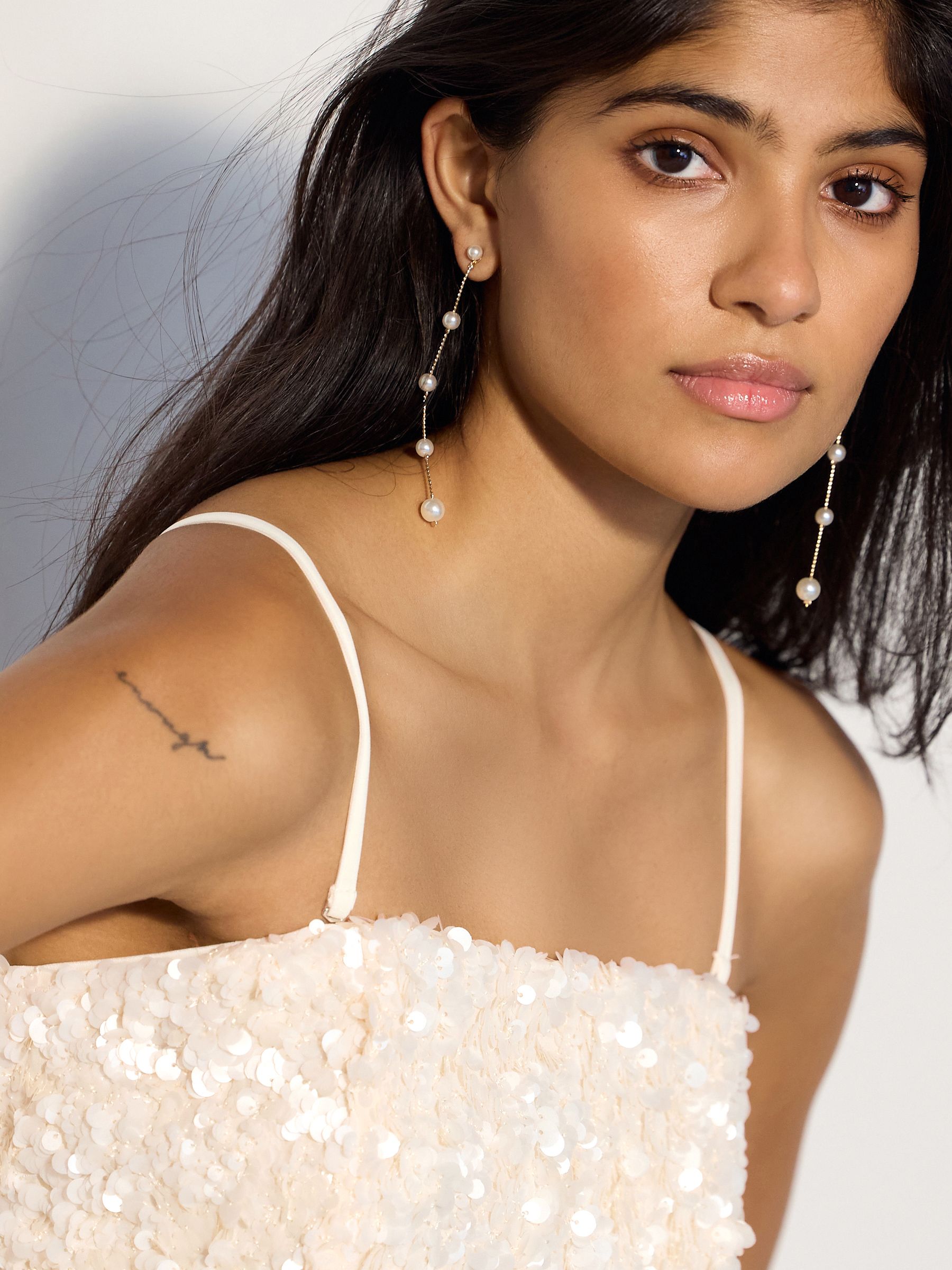 white beaded sequin bandeau mini dress BEADED SEQUIN BANDEAU MINI DRESS IN WHITE Artofcb