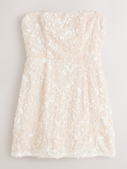 White Sequin Bandeau Sequin Mini Occasion Dress - Image 6 of 10