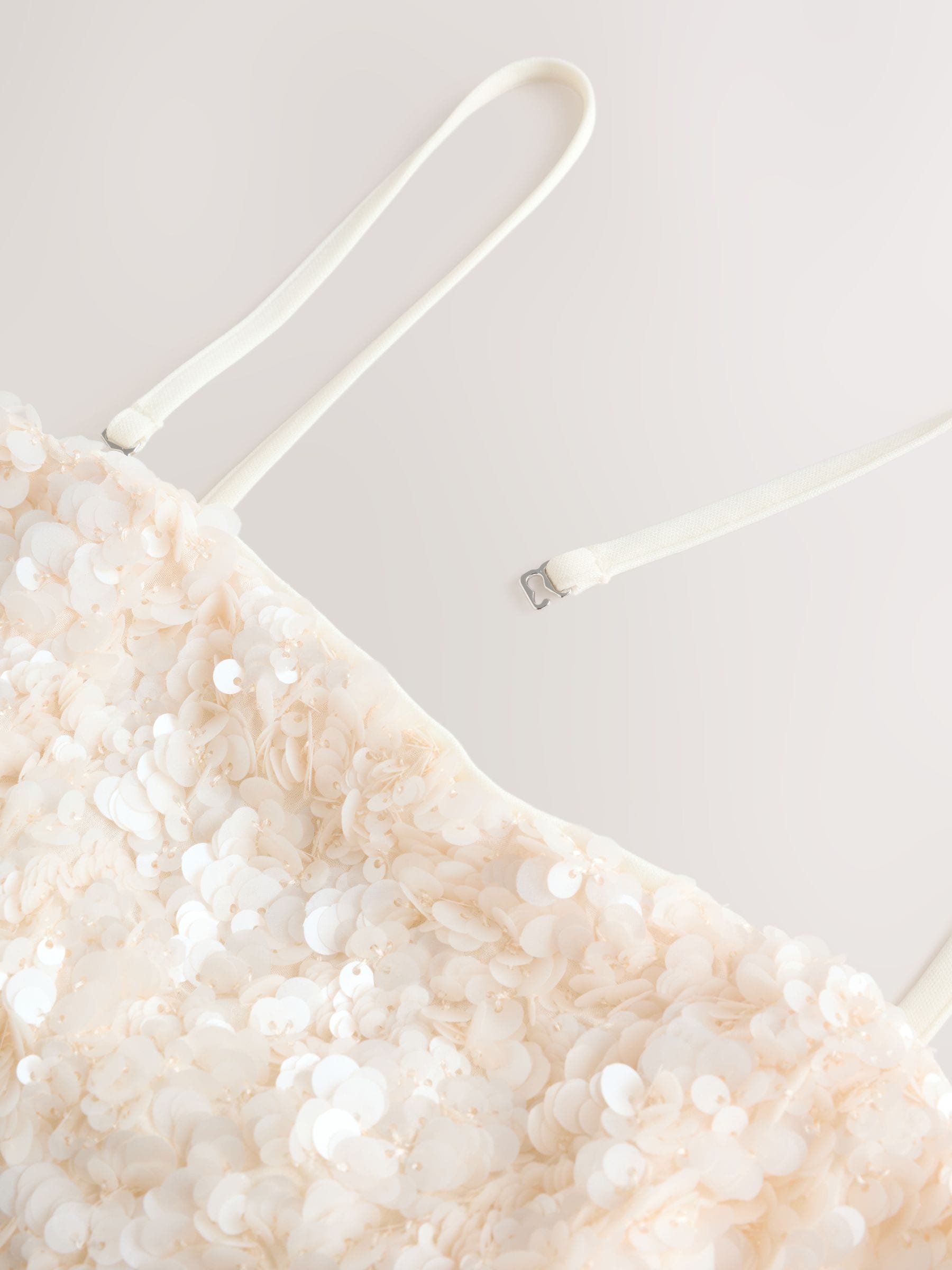 white beaded sequin bandeau mini dress Self Portrait + White Beaded Sequin Bandeau Mini Dress
