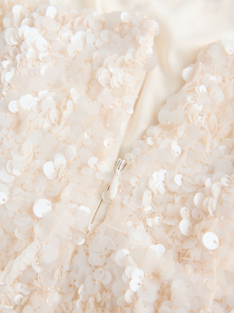 white beaded sequin bandeau mini dress Self Portrait + White Beaded Sequin Bandeau Mini Dress