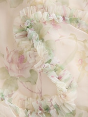 Yellow / Pink Floral Halter Neck Ruffle Maxi Occasion Dress - Image 8 of 8