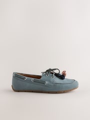 Blau - Forever Comfort® Leather Boat Driver Flats - Bild 3 von 5