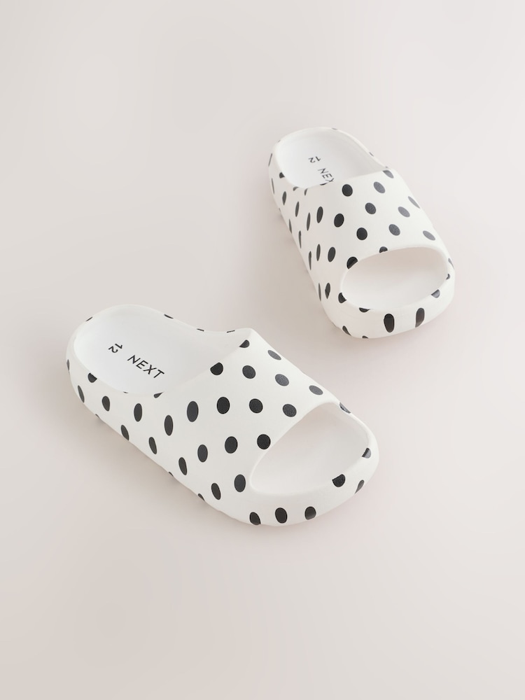 White/Black Polka Dot Sliders - Image 1 of 6