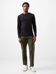 French Connection Black Cotton Blend Crew Neck Long Sleeve Stretch T-Shirt - Image 3 of 4