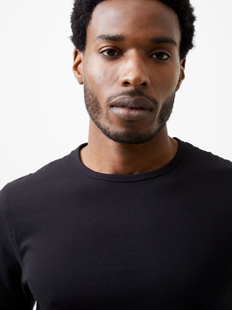 French Connection Black Cotton Blend Crew Neck Long Sleeve Stretch T-Shirt - Image 4 of 4