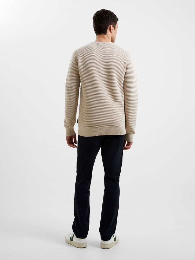 French Connection Nude Cotton Ottoman Ribbed Knit Crew Neck Long Sleeve Sweatshirt - Image 2 of 4
