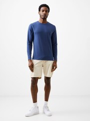 French Connection Blue Cotton Blend Crew Neck Long Sleeve Stretch T-Shirt - Image 3 of 5