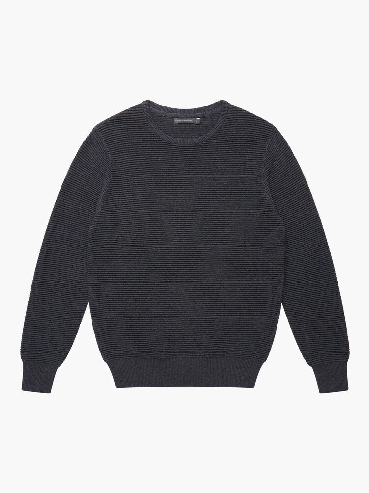 French Connection Blue Cotton Ottoman Ribbed Knit Crew Neck Long Sleeve Sweatshirt - Image 6 of 6 French Connection Blue Cotton Ottoman Ribbed Knit Crew Neck Long Sleeve Sweatshirt - Image 6 of 6