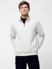 French Connection Natural Cotton Blend ¼ Zip Side Pockets Jumper - Image 1 of 5