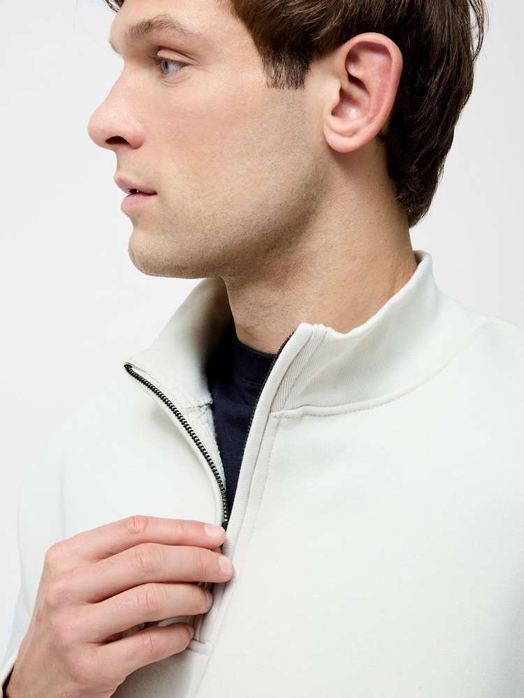 French Connection Natural Cotton Blend ¼ Zip Side Pockets Jumper - Image 5 of 5