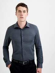 siva - French Connection Modal Wool Blend Slim Fit Long Sleeve Button-Up Shirt - Slika 1 iz 6