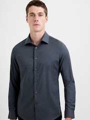 siva - French Connection Modal Wool Blend Slim Fit Long Sleeve Button-Up Shirt - Slika 2 iz 6