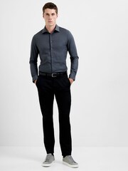 siva - French Connection Modal Wool Blend Slim Fit Long Sleeve Button-Up Shirt - Slika 4 iz 6