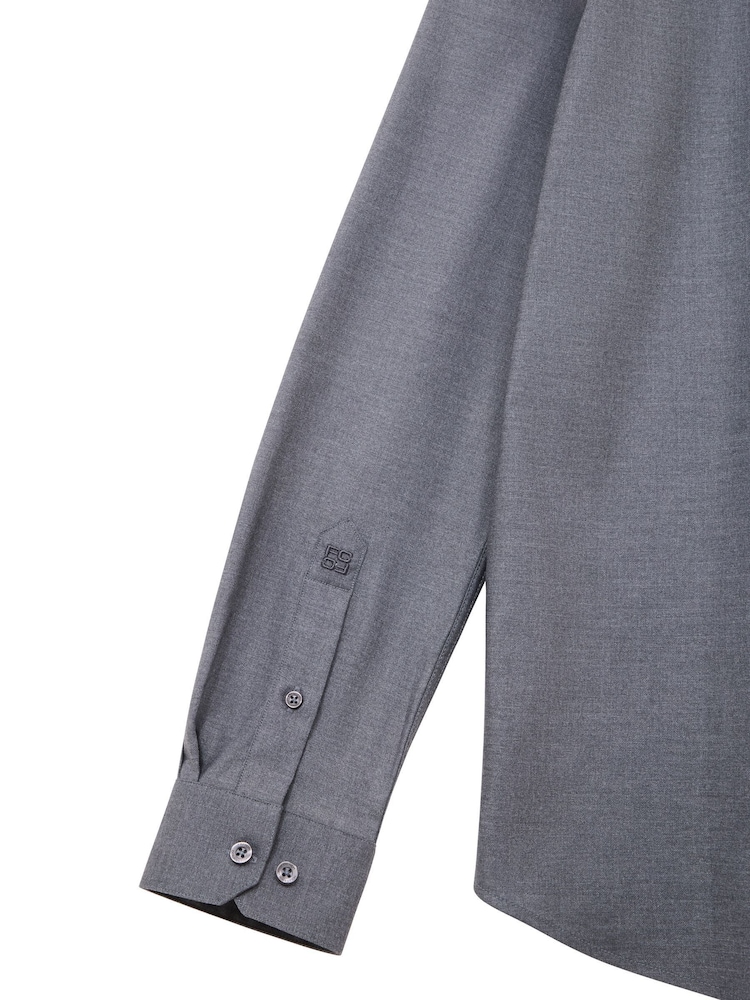 siva - French Connection Modal Wool Blend Slim Fit Long Sleeve Button-Up Shirt - Slika 6 iz 6