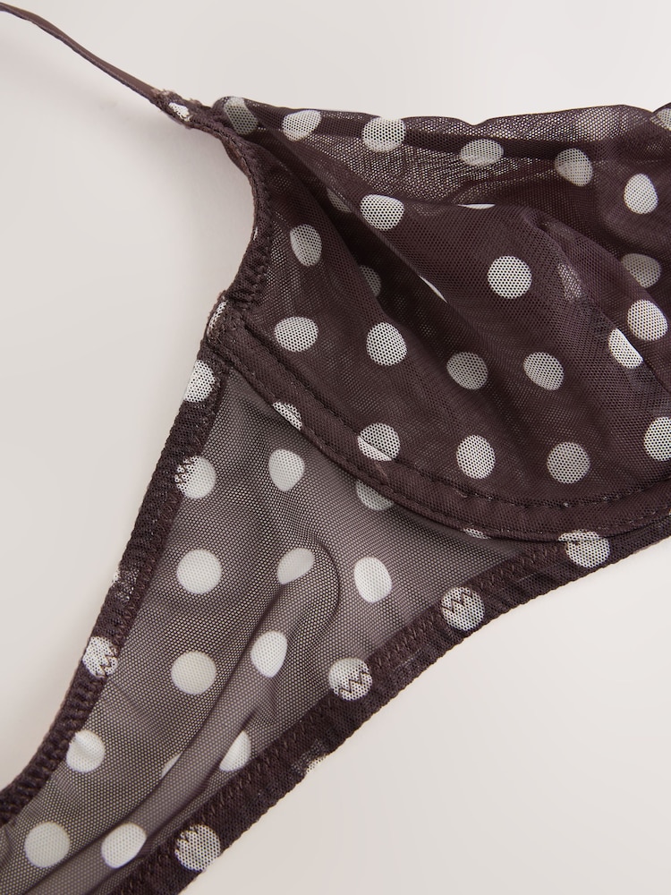 Chocolate Brown Spot Non Pad Balcony Mesh Bra - Image 7 of 7