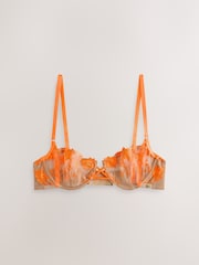 Orange Non Padded Balcony Premium Embroidered Bra - Image 1 of 3