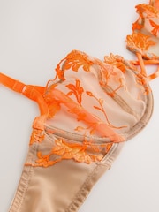 Orange Non Padded Balcony Premium Embroidered Bra - Image 2 of 3