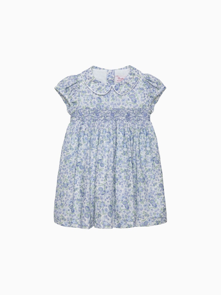 Trotters London Blue Arabella Floral Smocked Dress - Image 1 of 2 Trotters London Blue Arabella Floral Smocked Dress - Image 1 of 2