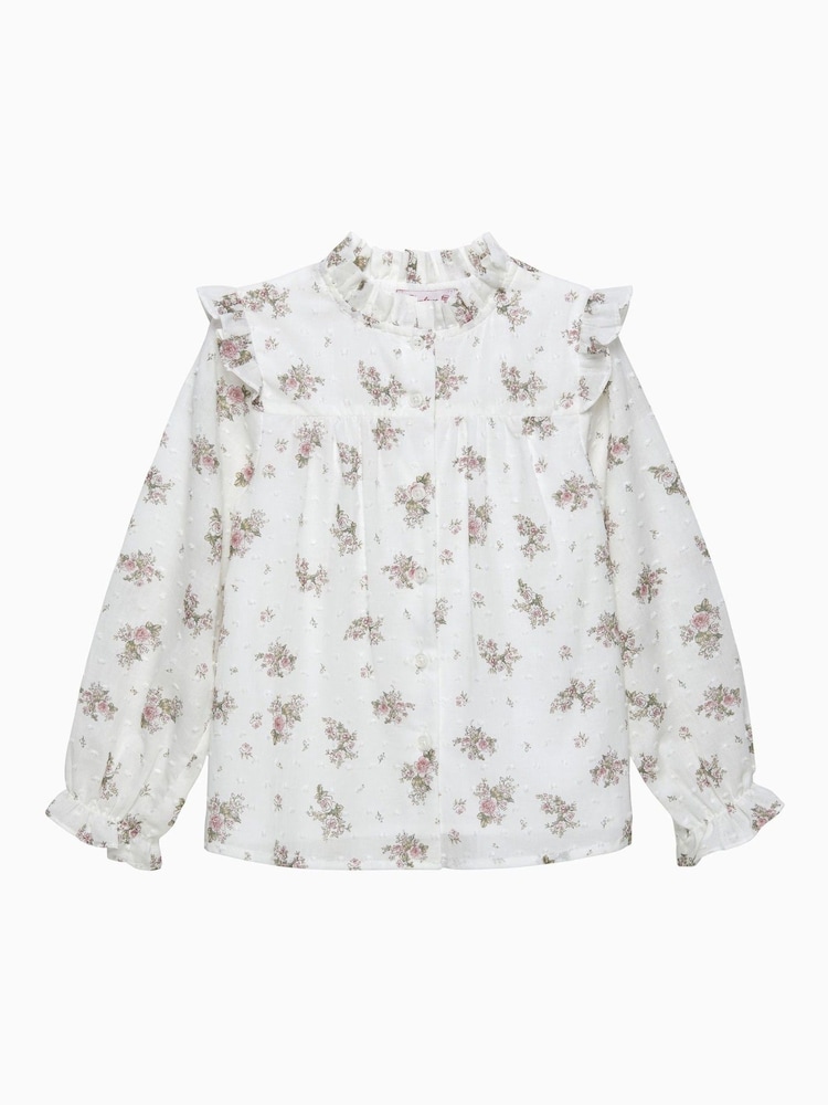 Trotters London Arabella Floral White Blouse - Image 1 of 2 Trotters London Arabella Floral White Blouse - Image 1 of 2