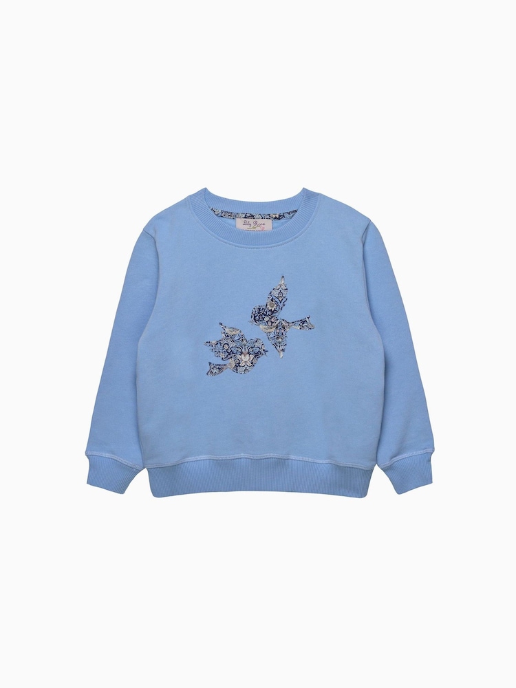 Trotters London Blue Strawberry Thief Birds Sweatshirt - Image 1 of 2
