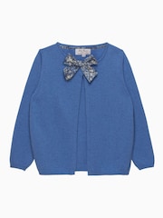 Trotters London Blue Strawberry Thief Bow Cardigan - Image 1 of 2