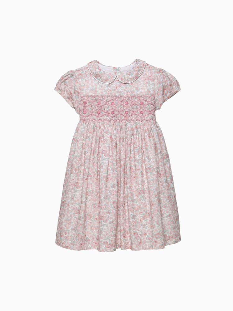 Trotters London Pink Arabella Floral Smocked Dress - Image 1 of 2 Trotters London Pink Arabella Floral Smocked Dress - Image 1 of 2
